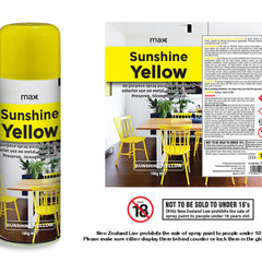 Max Brand Sunshine Yellow Spray Paint 100g — Aerosol Art & Craft Paint NZ