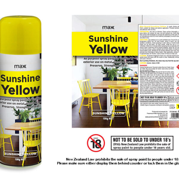 Max Brand Sunshine Yellow Spray Paint 100g aerosol can