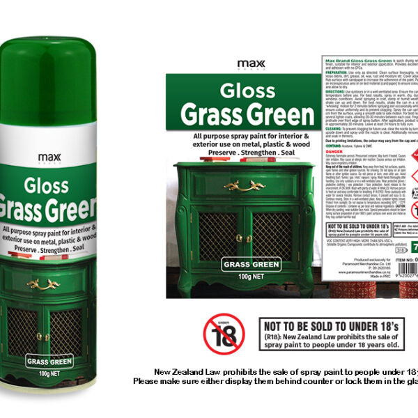 Max Brand Gloss Grass Green Spray Paint 100g aerosol can