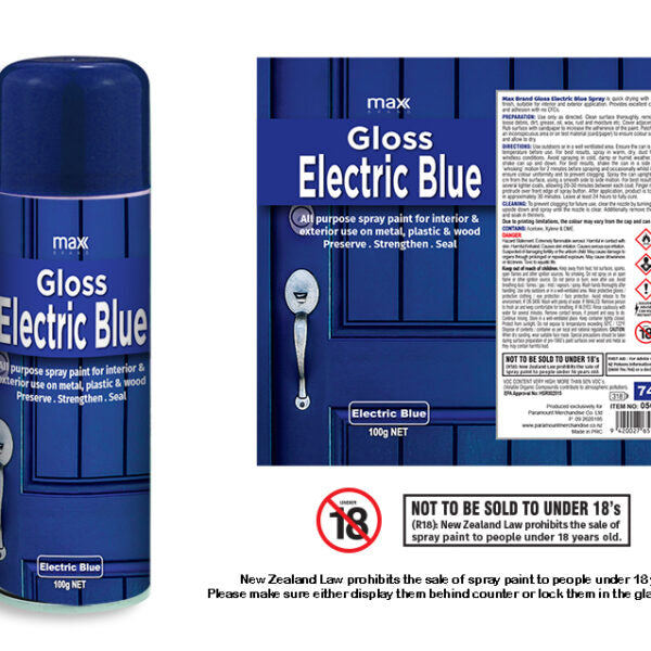 Max Brand Blue Spray Paint 100g aerosol can