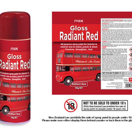 Max Brand Red Spray Paint 100g aerosol can