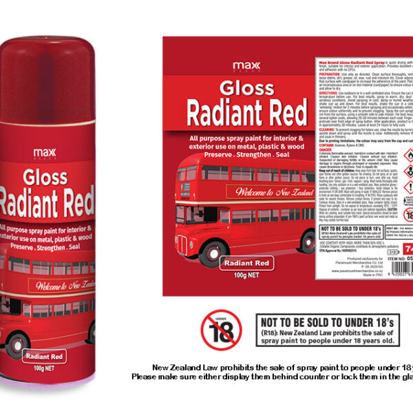 Max Brand Red Spray Paint 100g aerosol can