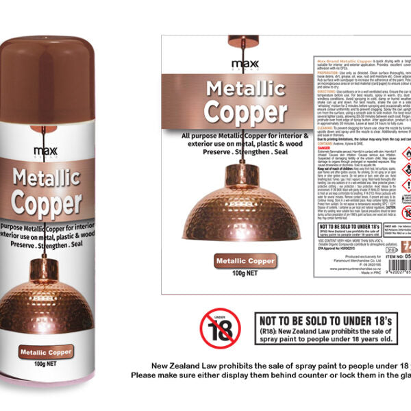 Max Brand Metallic Copper Spray Paint 100g aerosol can