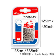 Mötarro Paperclips 33mm | 80-Piece High-Quality Metal Paper Clips Pack