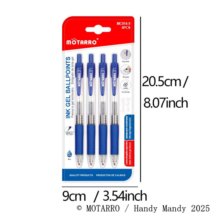 Motarro 0.7mm Blue Gel Pens – 4 Pack | Smooth Writing Ballpoint Pens for Office & School