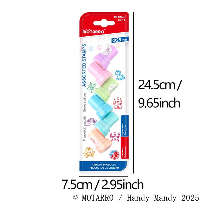 MOTARRO Princess & Fantasy Theme Stamps – 6 Pack Self-Inking Stampers for Kids