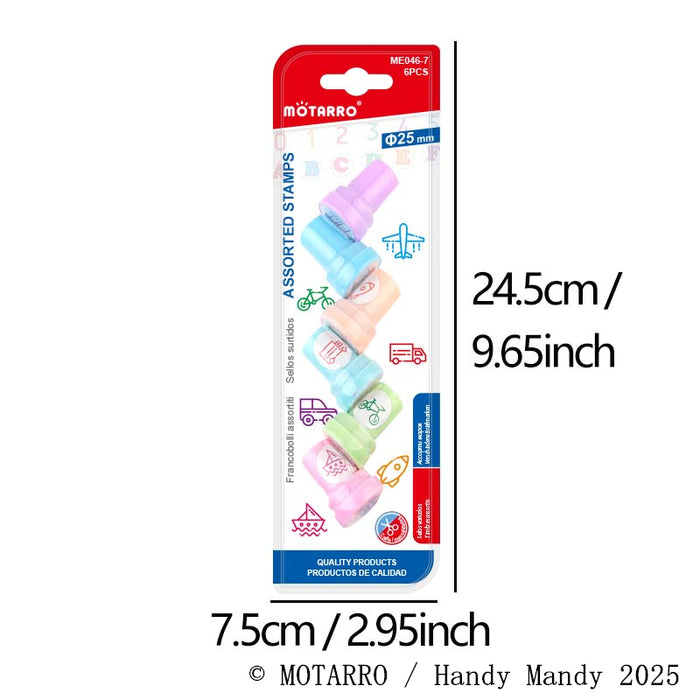 MOTARRO Assorted Vehicle Stamps – 6 Pack Self-Inking Stampers for Kids