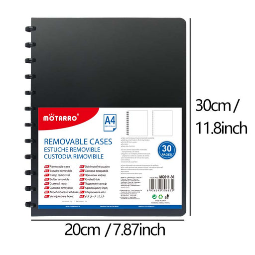 MOTARRO A4 disc-bound display book – black, blue, red covers