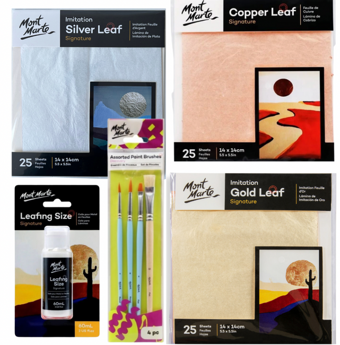 Gold Leaf Essential Starter Kit | Silver Copper Gilding Adhesive Size Brushes