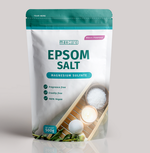 MaxCare Epsom Salt – Pure Magnesium Sulfate (500g) | Fragrance-Free, Cruelty-Free & 100% Vegan
