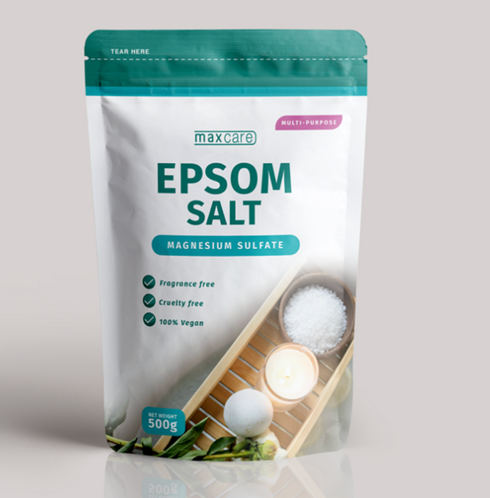 MaxCare Epsom Salt – Pure Magnesium Sulfate (500g) | Fragrance-Free, Cruelty-Free & 100% Vegan