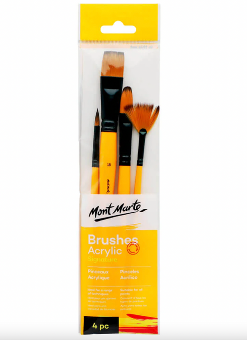 Premium Taklon Acrylic Brushes – 4 Piece Set