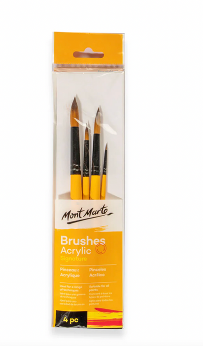 Acrylic Brushes Signature 4pc | Fine to Bold Round Brushes