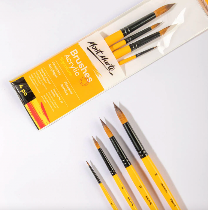 Acrylic Brushes Signature 4pc | Fine to Bold Round Brushes