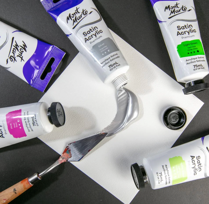 Satin Acrylic Paint Premium 75ml  Tube - Silver