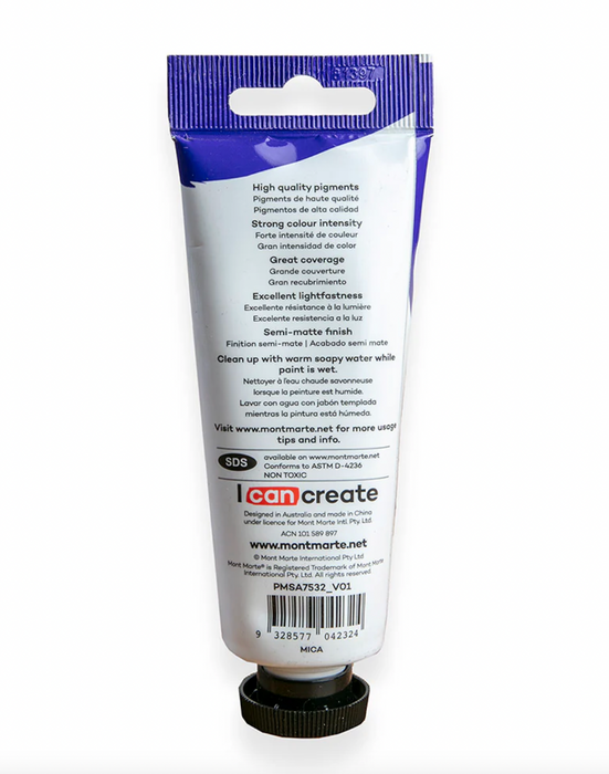 Satin Acrylic Paint Premium 75ml  Tube - Silver