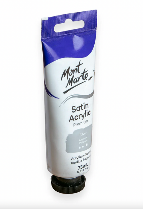 Satin Acrylic Paint Premium 75ml  Tube - Silver