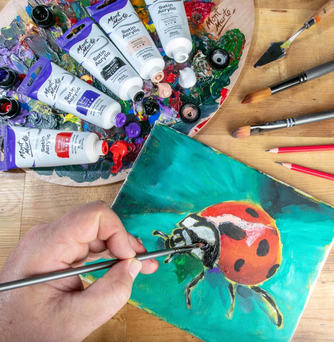 Satin Acrylic Paint Premium 75ml Tube - Lamp Black