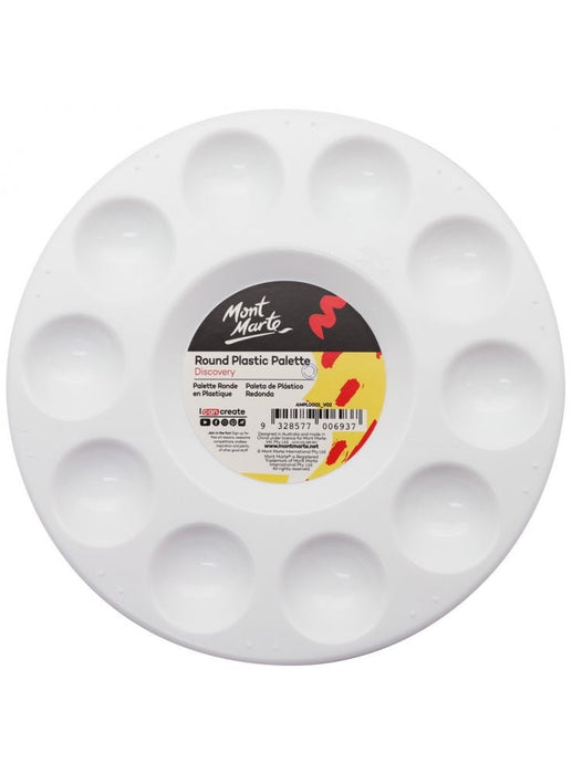 Round 17cm plastic mixing palette, included in the Mini Masterpiece Kit