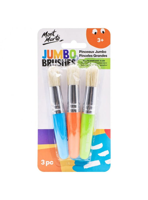 Three chubby kids paint brushes for small hands, included in the Mini Masterpiece Kit