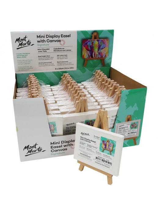 Mini display easel with canvas, part of the Mini Masterpiece school holiday painting kit