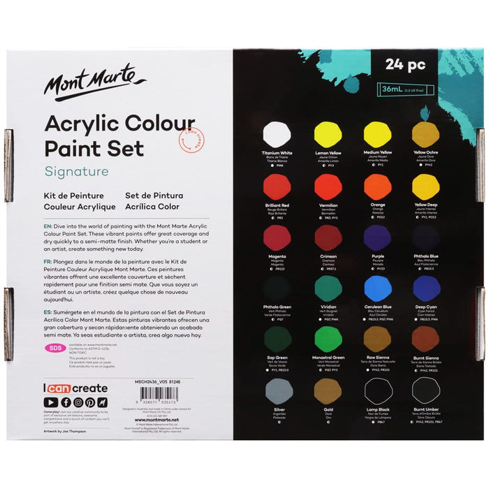 Mont Marte Acrylic Colour Paint Set 24pc x 36ml — image 2