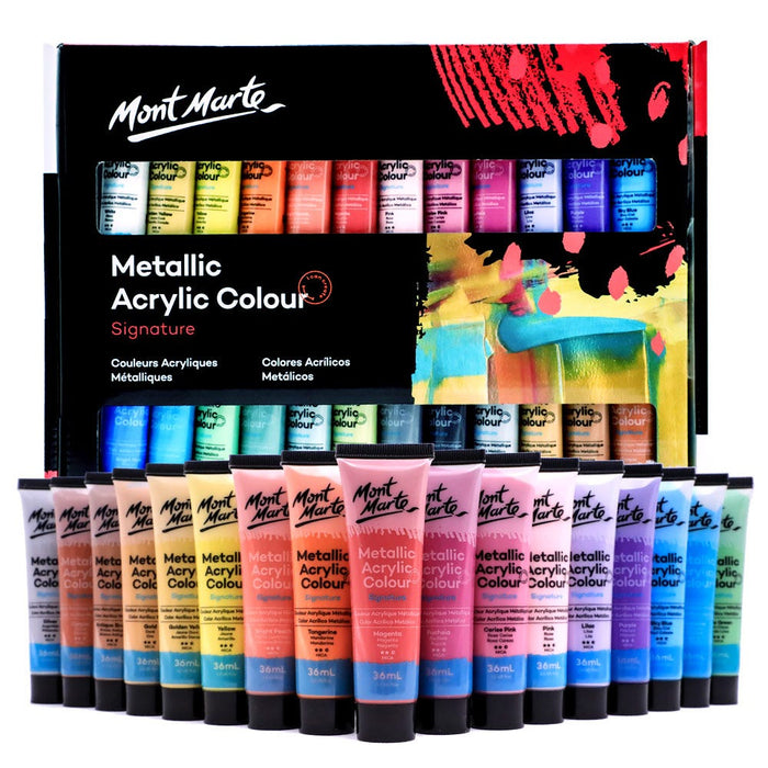 Mont Marte Metallic Acrylic Paint Set 24pc x 36ml
