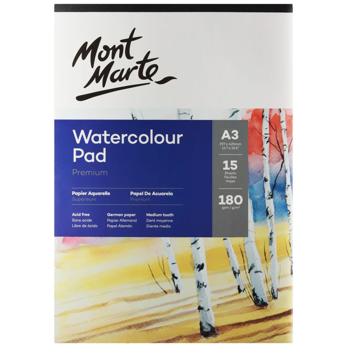 Mont Marte Watercolour Pad German Paper A3 180gsm 15 sheets
