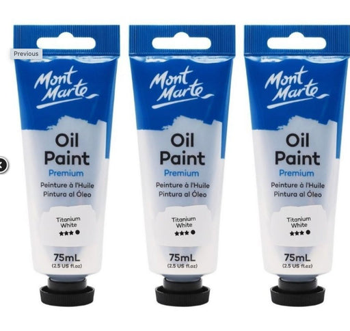 3x Mont Marte Oil Paint 75ml Tubes Titanium White | Painting Mixing Art - Handy Mandy Craft Store