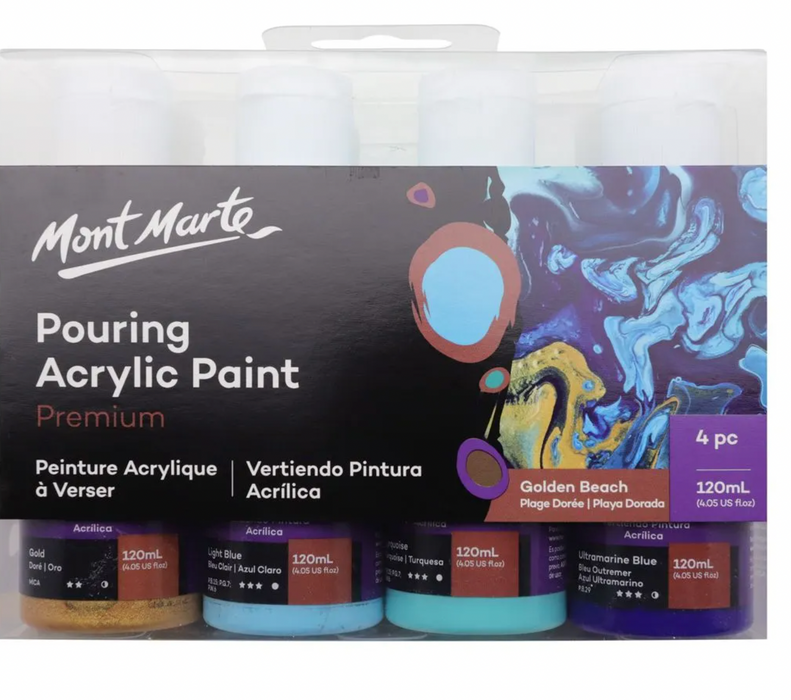 Golden Beach Pouring Acrylic Paint Set Premium 4pc x120ml