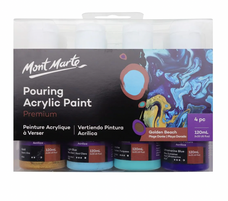 Golden Beach Pouring Acrylic Paint Set Premium 4pc x120ml
