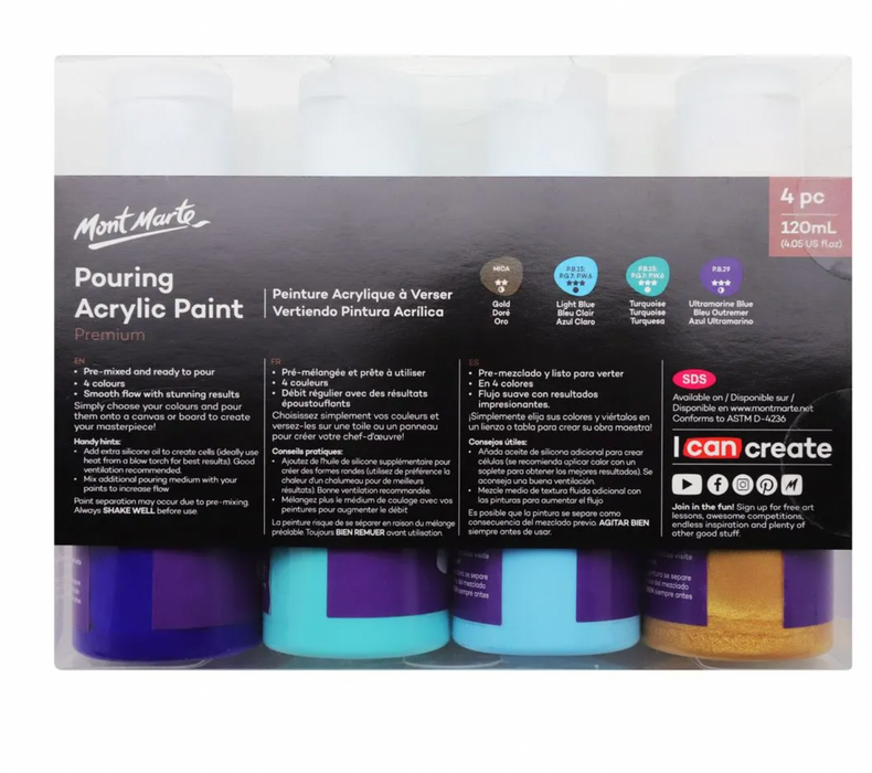 Golden Beach Pouring Acrylic Paint Set Premium 4pc x120ml