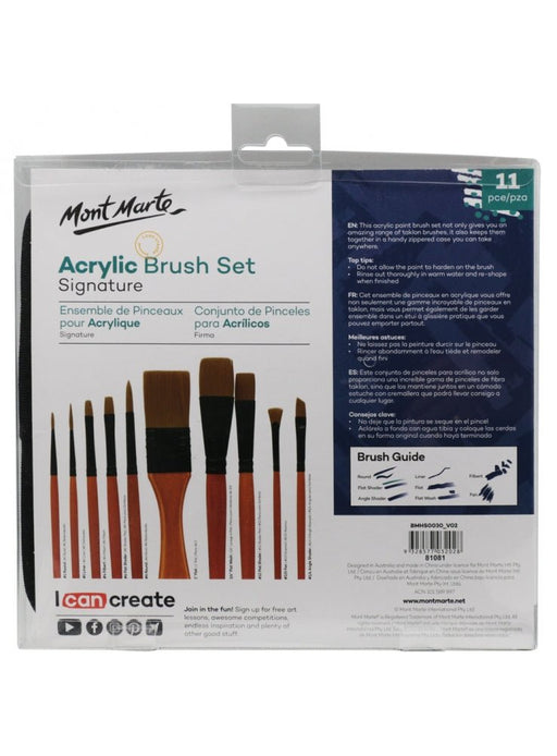 Acrylic Brush Set in Wallet 11pce - High-Quality Paint Brushes for Artists - Handy Mandy Craft Store