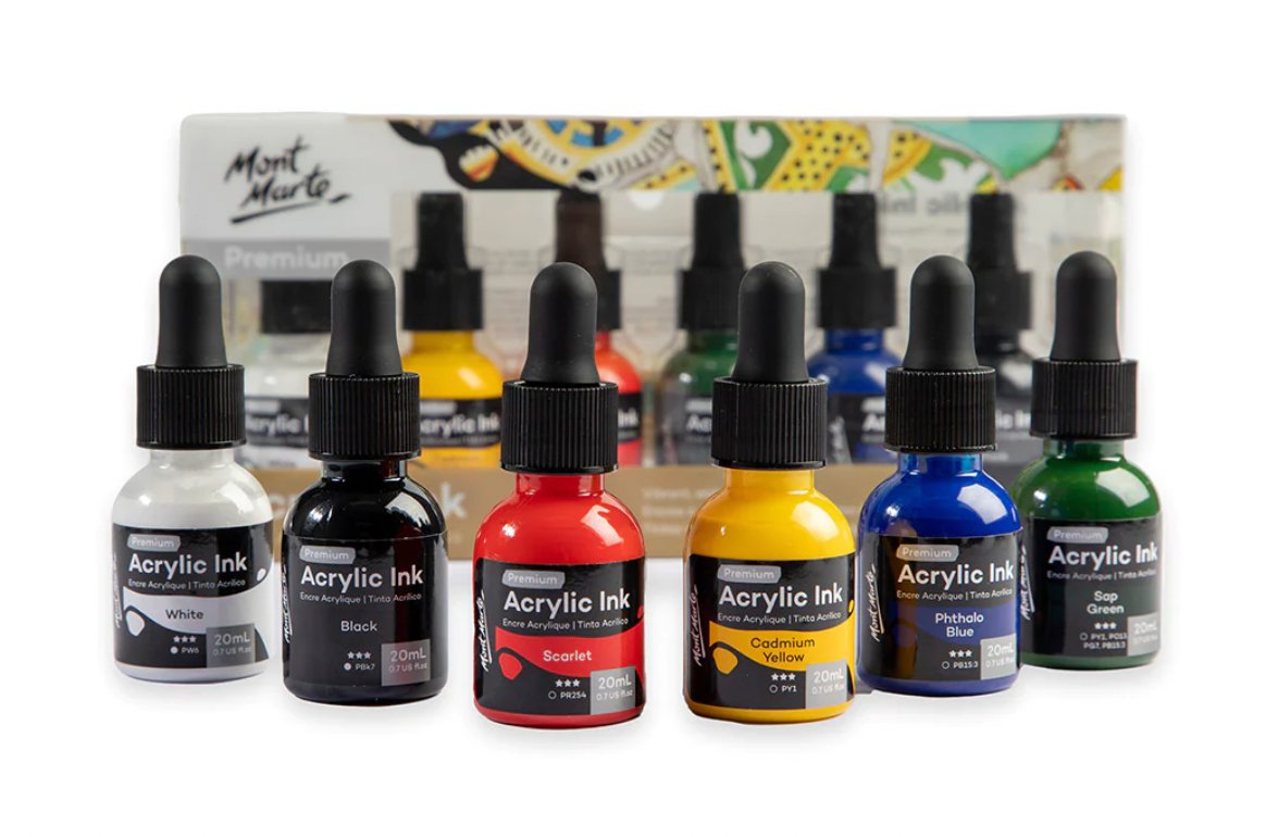 Acrylic Ink Set 6pc x 20ml | Art Supplies NZ | Handy Mandy – Handy ...