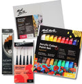 Acrylic Paint Beginner Set | Painting Starter Kit | 18 Paints 10 Brushes Canvas