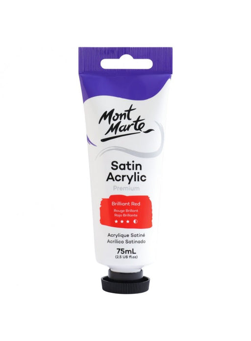 Brilliant Red Premium Satin Acrylic Paint 75ml - Handy Mandy Craft Store