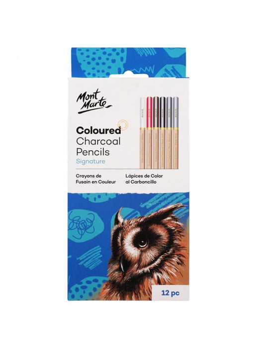 Coloured Charcoal Pencils Set 12Pc - Handy Mandy Craft Store