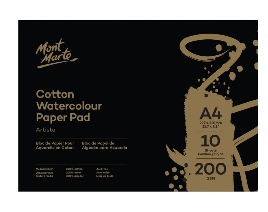 Cotton Watercolour Paper Artiste 200gsm A4 (11.7 x 8.3in) 10 Sheets - Handy Mandy Craft Store