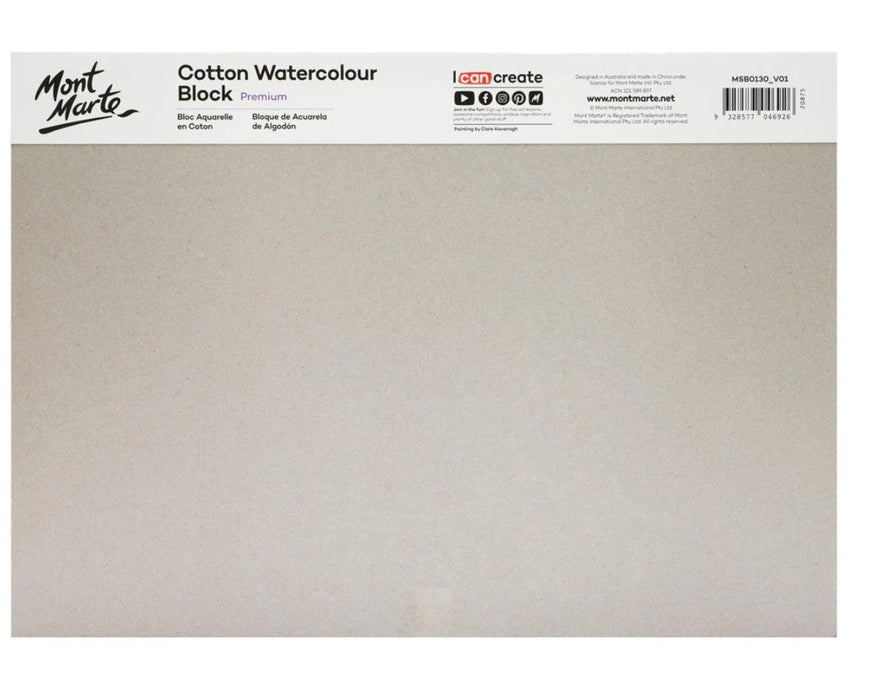 Cotton Watercolour Paper Block Premium 300gsm A4 (11.7 x 8.3in) 12 Sheet - Handy Mandy Craft Store