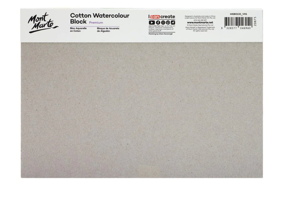 Cotton Watercolour Paper Block Premium 300gsm A5 (8.3 x 5.8in) 12 Sheet - Handy Mandy Craft Store