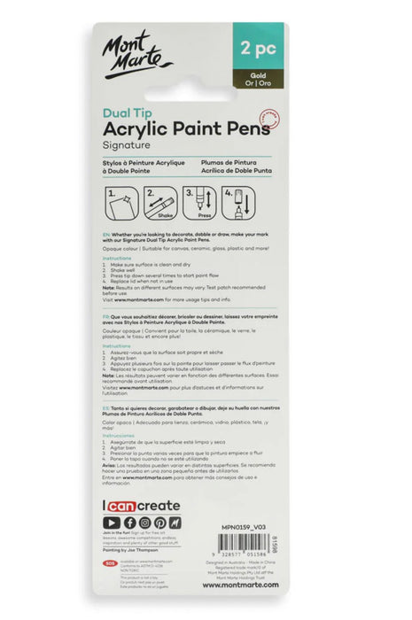 Dual Tip Acrylic Paint Pens Signature Gold 2pc - Handy Mandy Craft Store