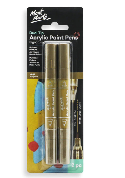 Dual Tip Acrylic Paint Pens Signature Gold 2pc - Handy Mandy Craft Store