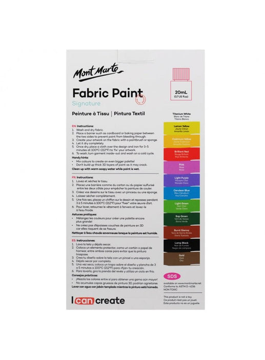 Fabric Paint Set 12pc x 20ml - Handy Mandy Craft Store