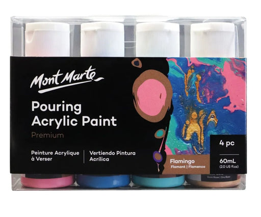 Flamingo Pouring Acrylic Paint Set Premium 4pc x 60ml - Handy Mandy Craft Store