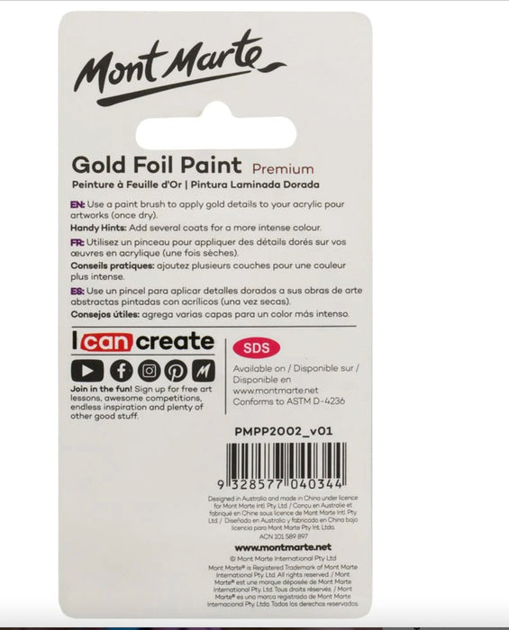 Gold Foil Paint Premium 20ml - Handy Mandy Craft Store