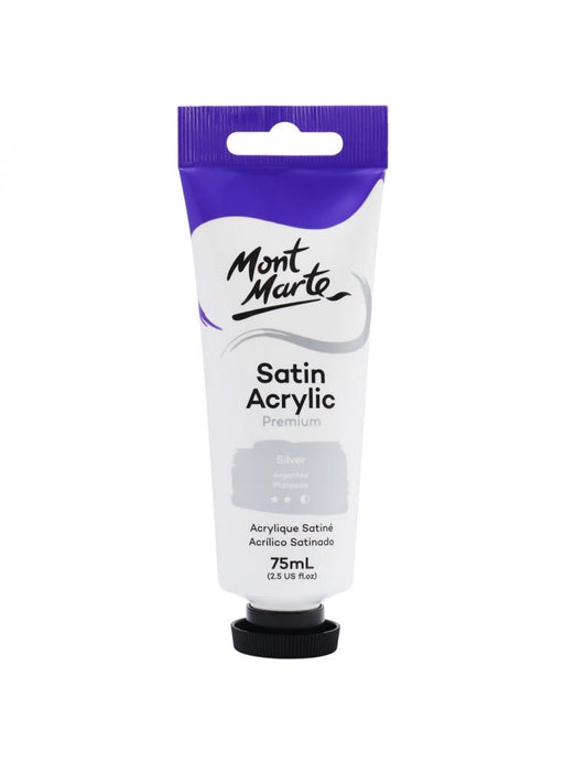 High-Quality 75ml Silver Premium Satin Acrylic Paint - Handy Mandy Craft Store