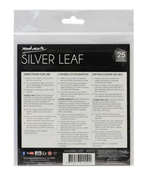 Imitation Silver Leaf 14x14cm 25 Sheet - Handy Mandy Craft Store