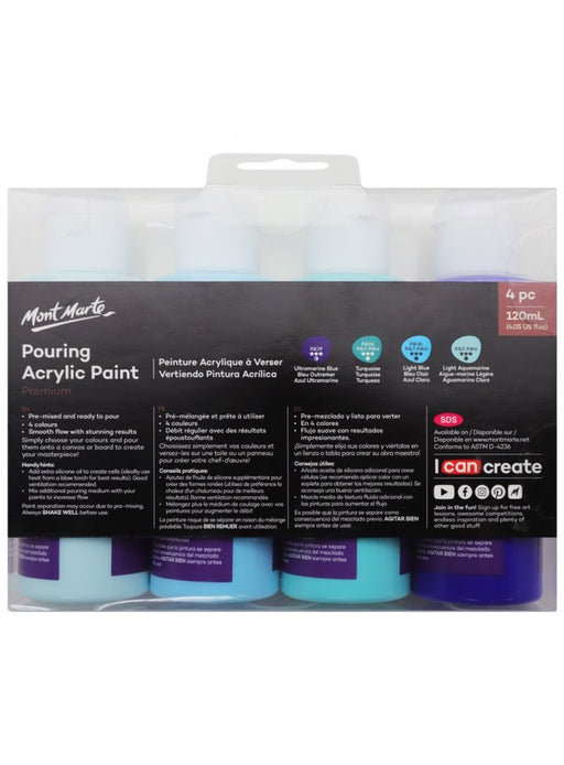 Marina Premium Pouring Acrylic Paint 120ml 4pc Set - Handy Mandy Craft Store