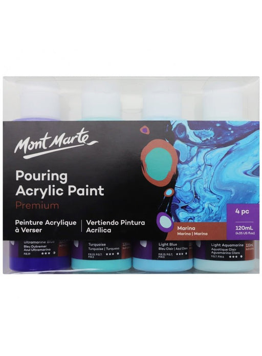 Marina Premium Pouring Acrylic Paint 120ml 4pc Set - Handy Mandy Craft Store