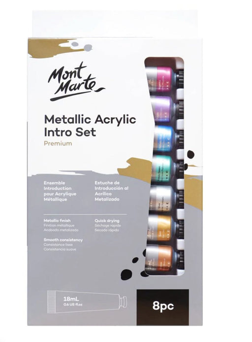 Metallic Acrylic Paint Intro Set Premium 8pc x 18ml - Handy Mandy Craft Store